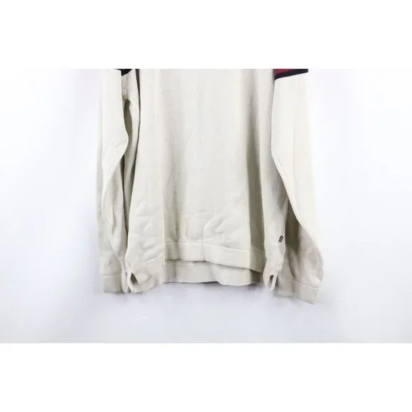 NOS Vintage Phat Farm Mens XL Striped Spell Out Script Marled Knit Sweater Cream